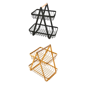 ORGANIZADOR DUPLO FERRO E MADEIRA 22CM X 14,5CM X 24CM